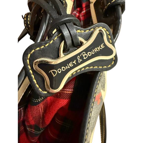 Dooney & Bourke Scottie Dog Tote Bag Coated Canvas Cream Black Red Trim - Picture 4 of 8